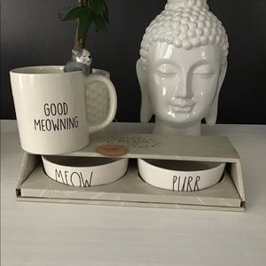 Rae Dunn Pet Bowls and Eccolo Meowning Mug